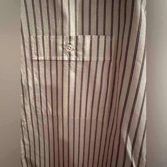 GIORGIO ARMANI MEN’S CASUAL CREAM AND BURGUNDY JACQUARD PINSTRIPE SHIRT 16 34/35 - Picture 6 of 6